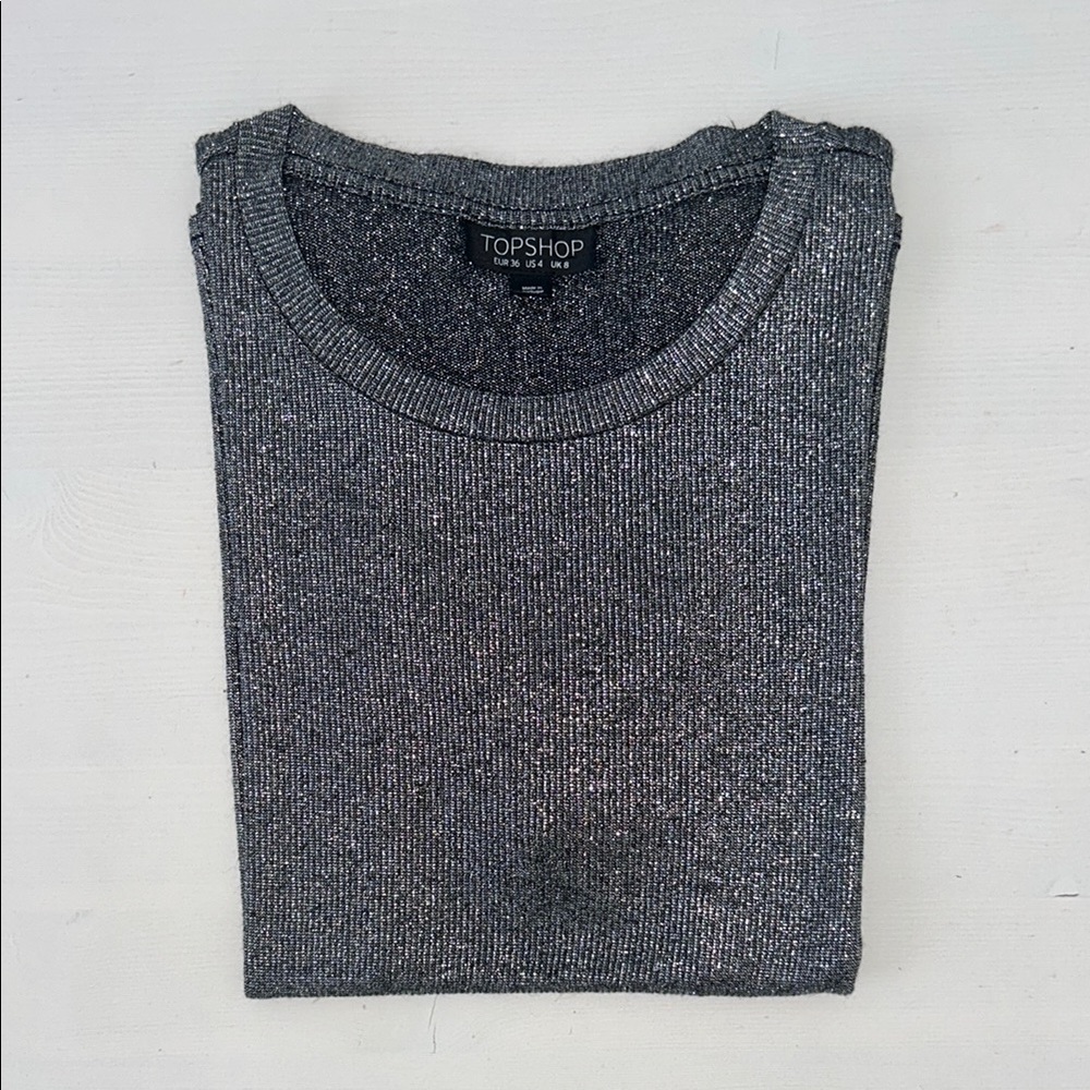 Topshop Charcoal Metallic Knit Shirt